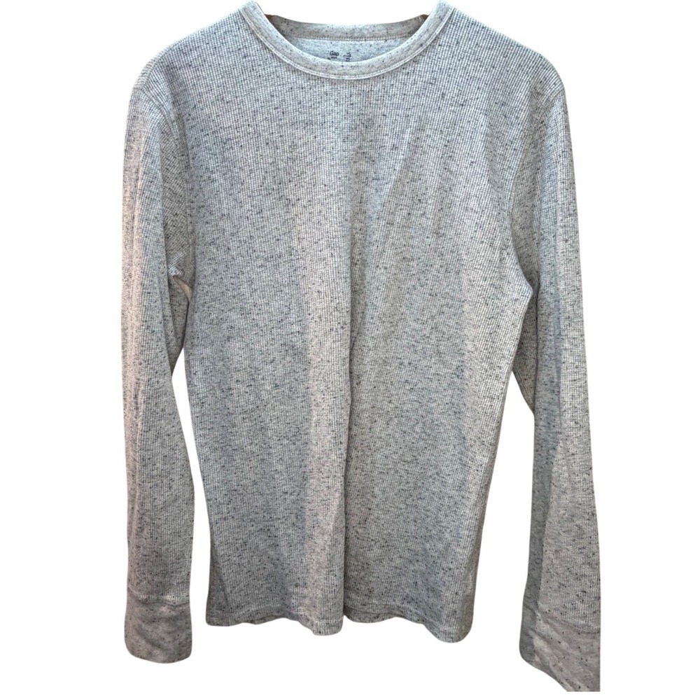 Gap Men's Speckled Heathered Long Sleeve Thermal T-Shirt Crew Neck Casual Size L